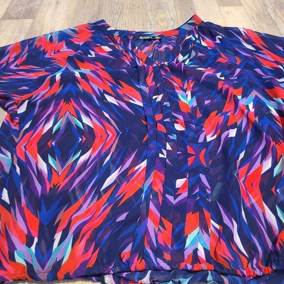 Ana medium petite womens abstract sheer blouse - Picture 2 of 10